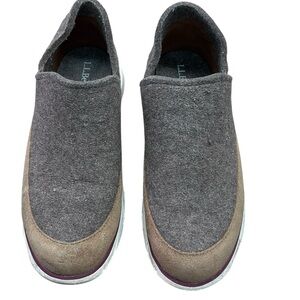L.L. Bean Women's Gray and Brown Slip-On Shoes Wool Size 9